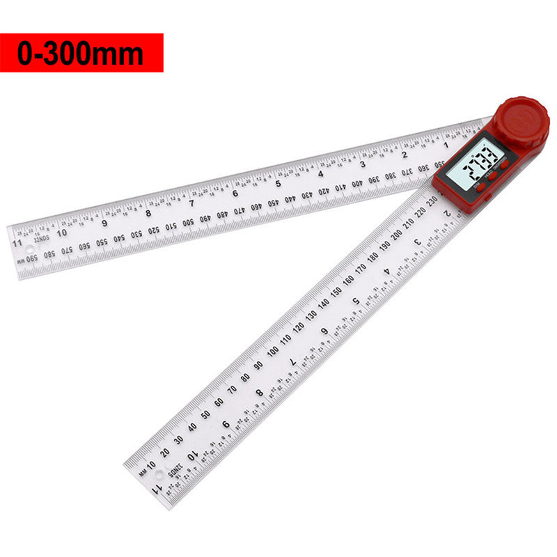 Drillpro 2 in 1 200/300mm Transparent Digital Angle Ruler 360° LCD Display Inclinometer Electron Goniometer Protractor Angle Finder Meter Inch Metric Ruler Measuring Tool