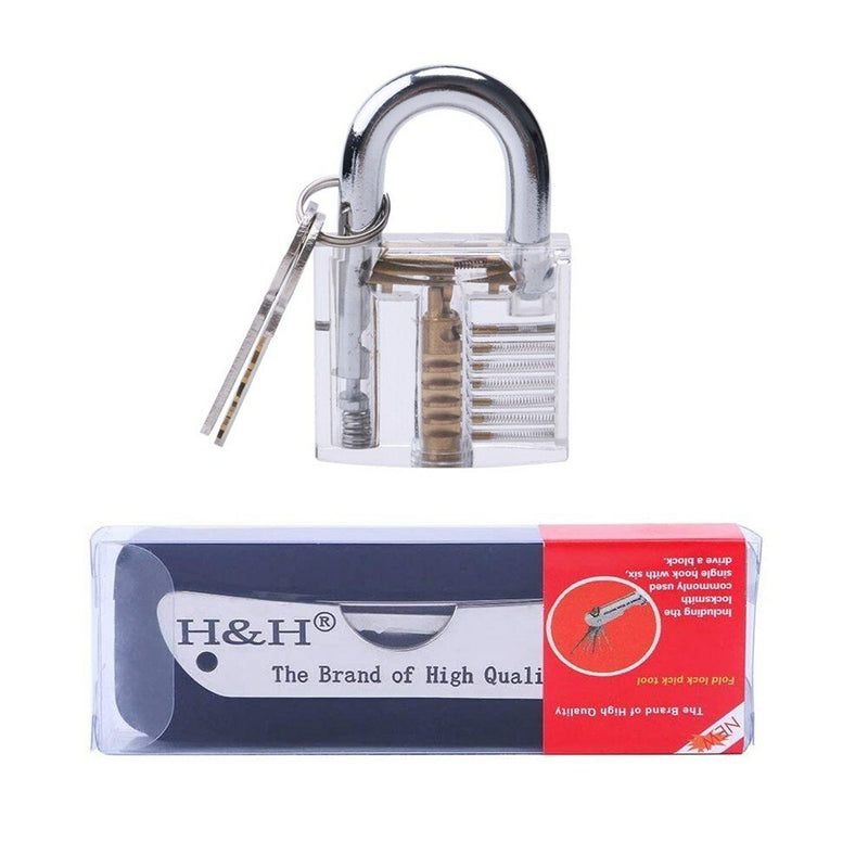 Folding Locksmith Tools Pocket Locksmith Set with Transparent Padlock Tool - LOCKPICKWEB