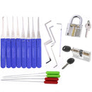17pcs Lock Pick Tools with Transparent Practice Set Broken Key Remove Kit Locksmith Utility Tool Set