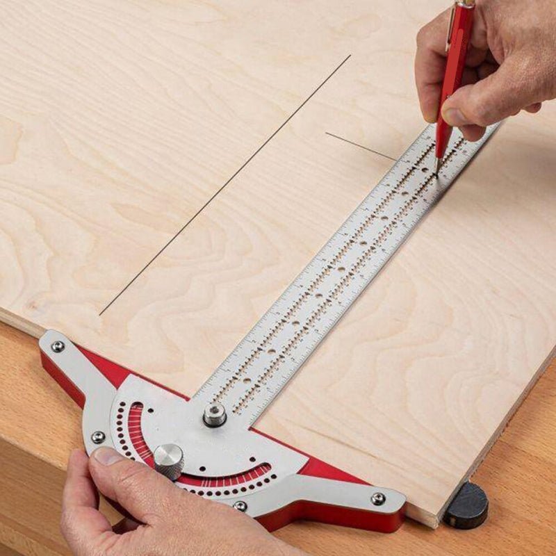 Woodworking Edge Ruler Protractor Angle Protractor Woodworking Scriber Ruler Angle Measure Stainless Steel Carpentry Tool