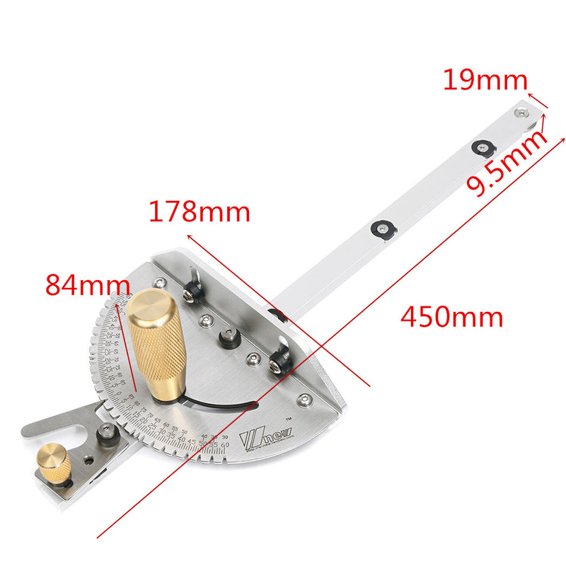 Drillpro Upgraded Miter Gauge Brass Handle Table/Saw Router Miter Gauge Sawing Assembly Ruler