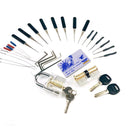 Lock Pick Set Practice Tools Combination Transparent Locks with 22pcs Broken Key Remove Tool Mini Credit Card Tension Tools