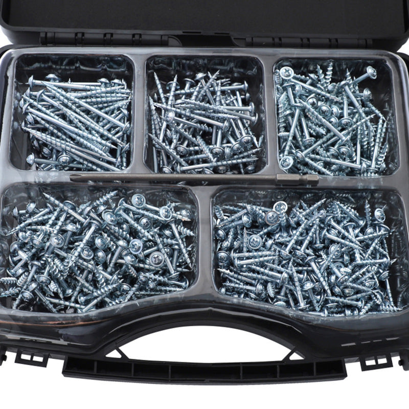 552pcs Self Tapping Pocket Hole Screws Kit SQ2 Square Driver Or PH2 Cross Driver 25/32/38/50/63mm Screws with Screwdriver Bit and Storage Case