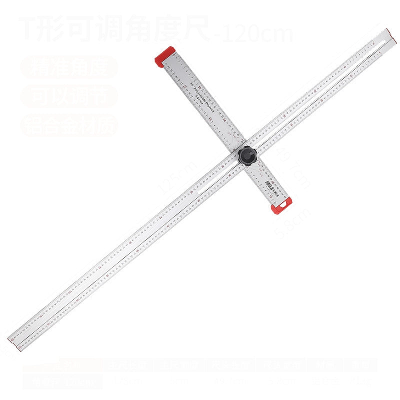 60/120cm Multifunction Adjustable Horizontal Vertical Level Measuring Instrument T Type Square Angle Ruler Marking Tools