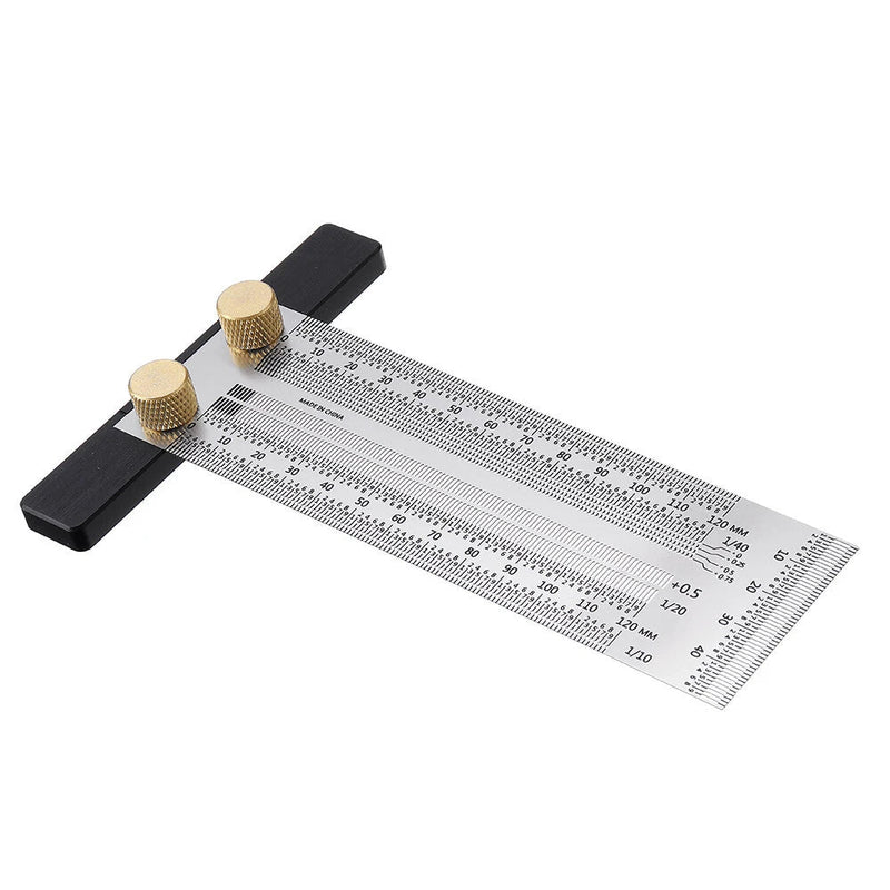 High-Precision Scale Ruler T-type Hole Ruler Stainless Woodworking Scribing Mark