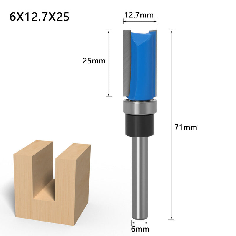 1/4inch/6mm Shank Flush Trim Router Bit Pattern Bit Top Bottom Bearing Blade Template Wood Milling Cutter Carpenter
