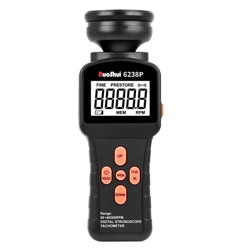 RuoShui 6238P 60-39999 RPM LCD Non-Contact Digital Stroboscope Tachometer Photoelectric Revolution Meter Speed Tester