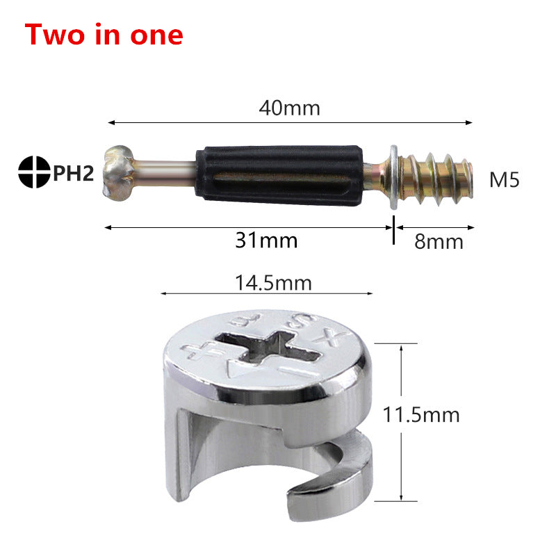 20/100PCS Two In One/Three In One Screw Connector Woodworking Accessories Furniture Connector Clothes Cabinet Desk Link Fixer Eccentric Wheel Nut Connection