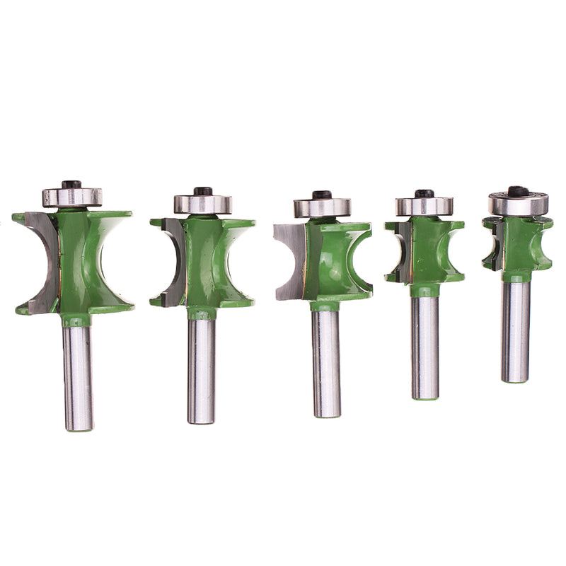 Drilpro 5pcs 8mm Shank Round Over Router Bit 1/4 to 5/8 Inch Woodworking Edging Router Chisel Groove Cutter