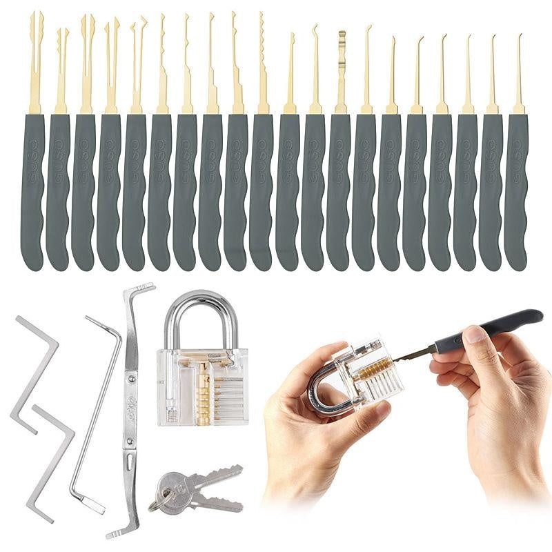 26Pcs Padlock Locksmith Training Starter Practice Kit Lock Unlocking Pick Tool 7