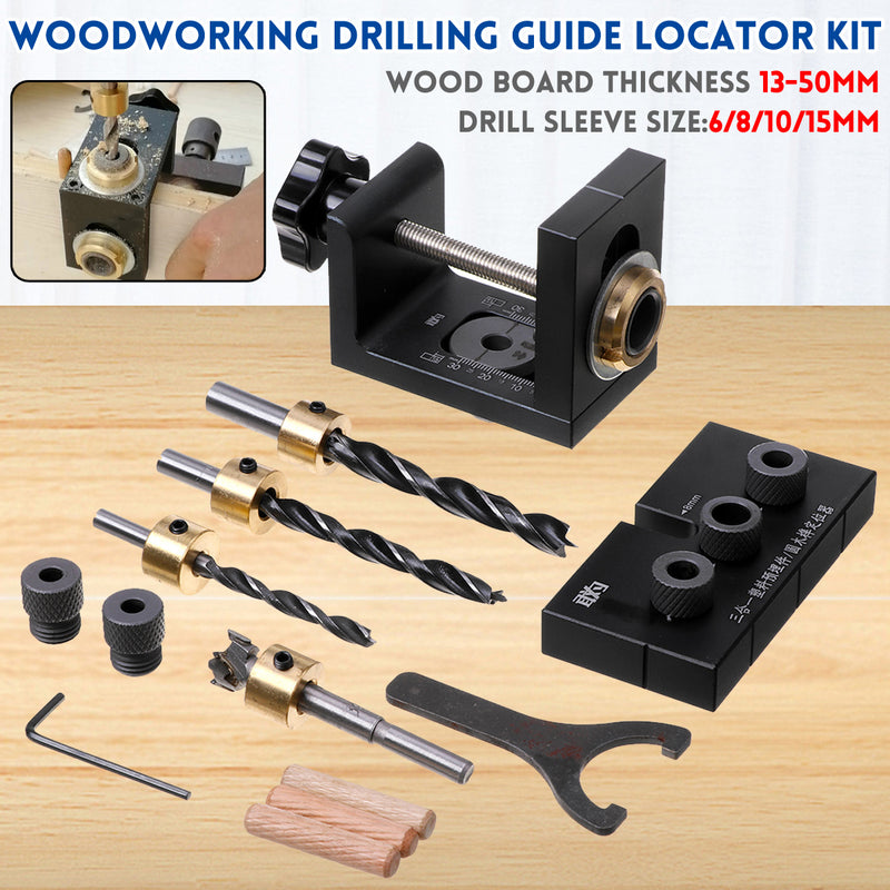 Woodworking Drilling Guide Locator Kit Wood Dowel Jig Pocket Hole Drill Bit For Carpentry Hole Puncher Locator Tool