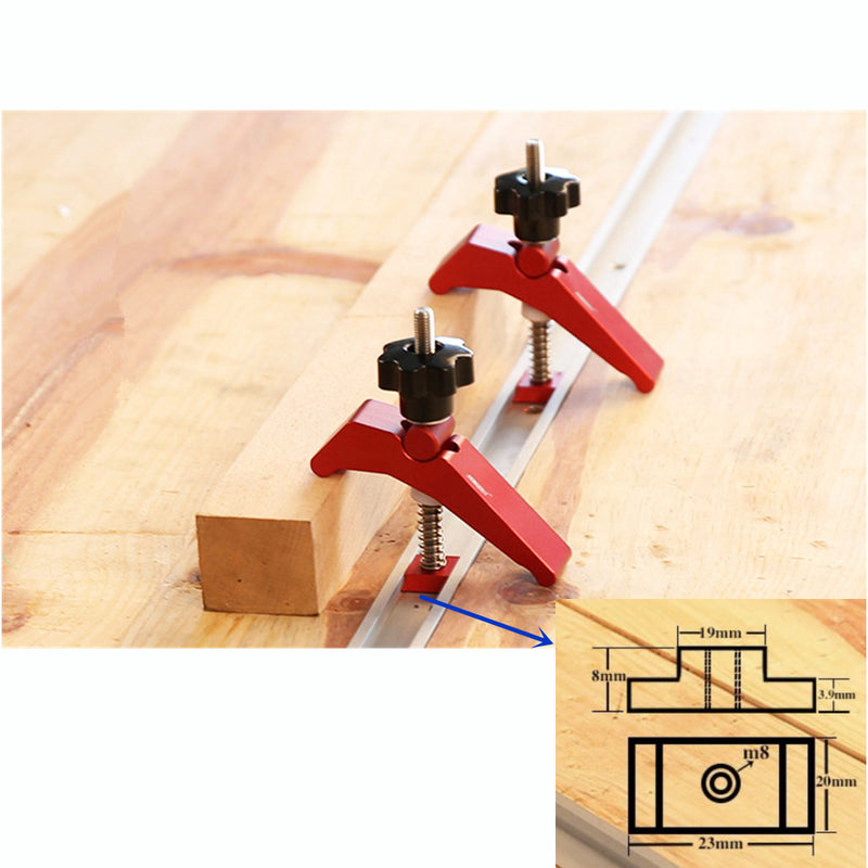 2pcs Aluminum Alloy Quick Acting Hold Down Clamp T-Slot T-Track Clamp Set with Metal Box Woodworking Tool