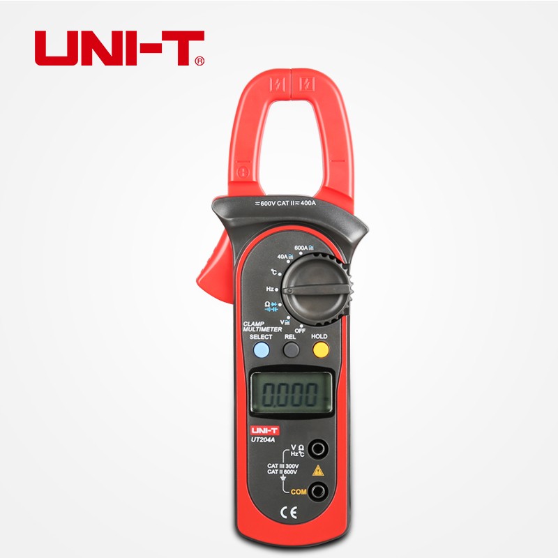 UNI-T UT204A Digital Handheld Auto Range Clamp Multimeter DMM AC/DC Volt Amp Resistance Capacitance Frequency Temperature Tester