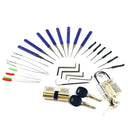 Lock Pick Set Practice Tools Combination Transparent Locks with 22pcs Broken Key Remove Tool Mini Credit Card Tension Tools