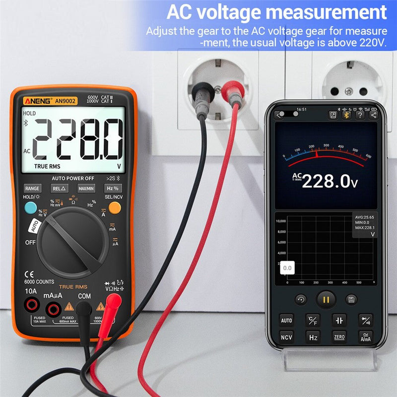 ANENG AN9002 Digital Bluetooth True RMS Multimeter 6000 Counts Professional Auto Multimetro AC/DC Current Voltage Tester