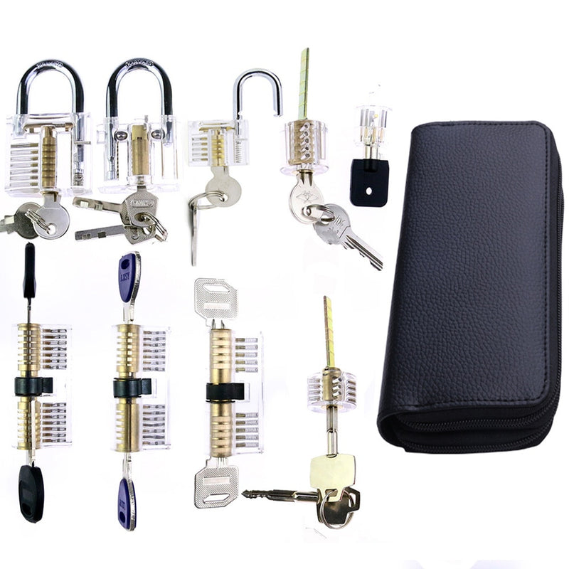 24pcs Goso Titanium Lock Tools and 9pcs Transparent Locks Practice Lock Pick Set for Training Professional Lock Set Locksmith - LOCKPICKWEB
